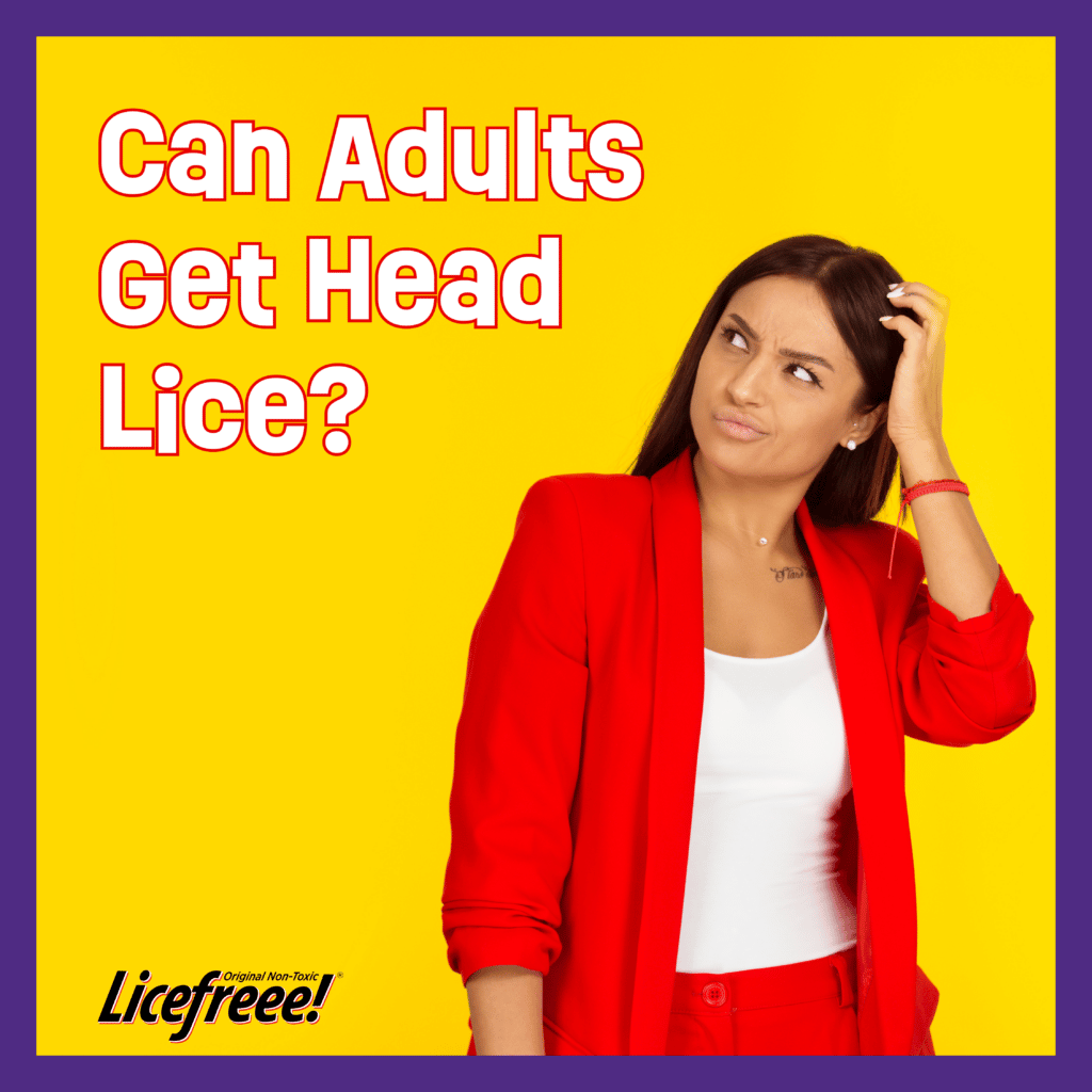 Woman Scratching her head thinking if adults can get head lice.